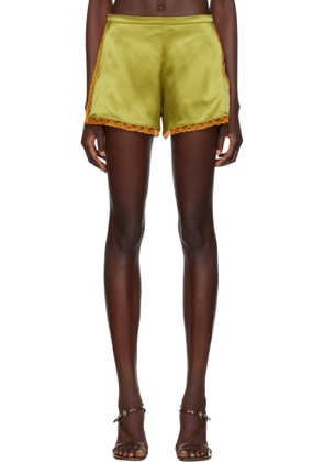 Dries Van Noten Green Silk Mini Shorts