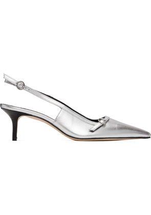 Aeyde Silver Saba Leather Slingback Heels