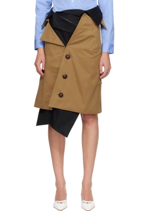 August Barron Beige & Black Trench Coat Midi Skirt