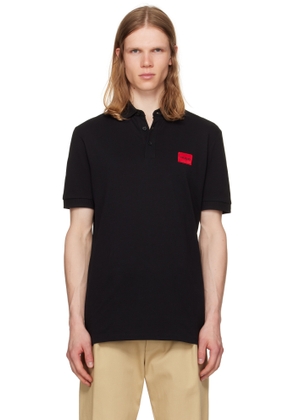 Hugo Black Cotton-Piqué Slim-Fit Logo Label Polo