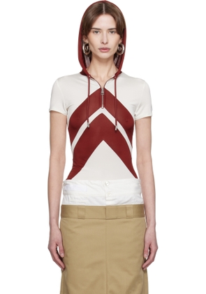 Jean Paul Gaultier White & Burgundy 'The Chevrons' Hoodie