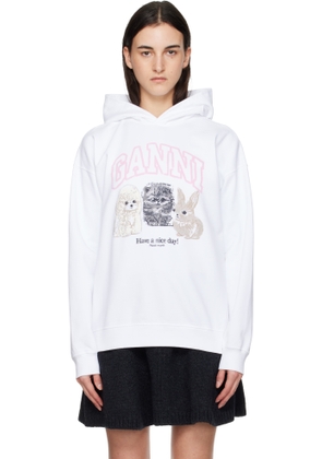 GANNI White Animal Print Hoodie