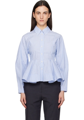 GANNI Blue Stripe Peplum Shirt