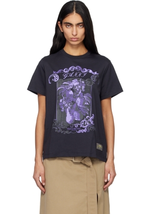 GANNI Black Cotton Damask Relaxed T-shirt