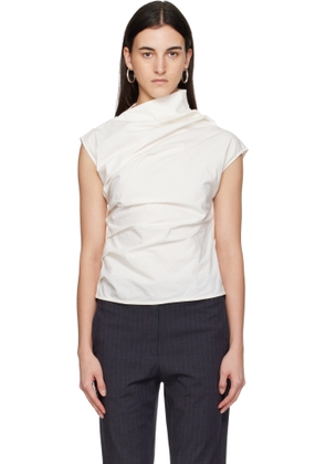 GANNI Off-White Ruched T-shirt