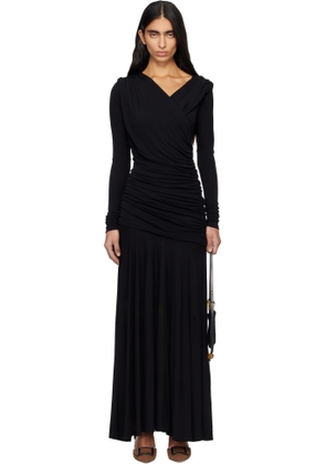 GANNI Black Ruched Maxi Dress