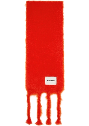 Jil Sander Red Slim Wool Blend Scarf