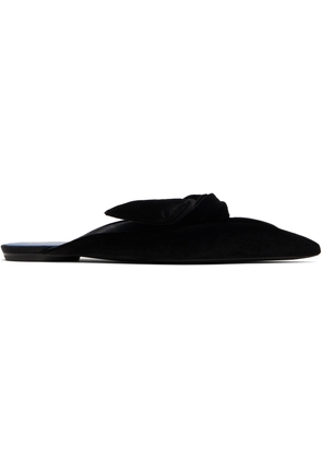 Lanvin Black Midnight Step Velvet Bow Mule Flats