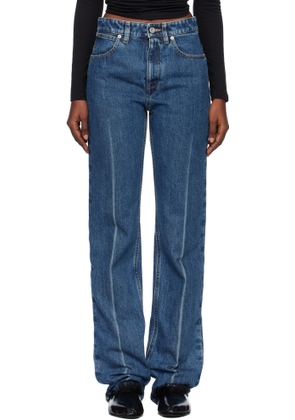 Jil Sander Blue Diagonal Cotton Denim Jeans