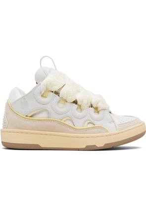 Lanvin Off-White & Beige Curb Leather Sneakers
