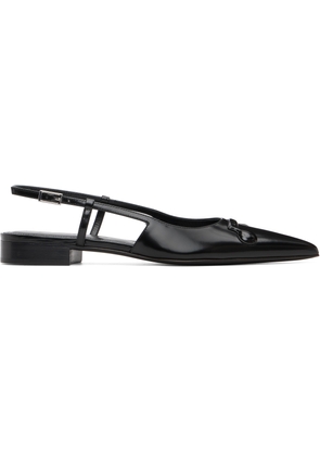 Marni Black Leather Trunkaroo Pointed Toe Slingback Ballerina Flats