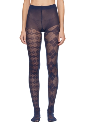 Thom Browne Navy Funmix Argyle Sheer Tights