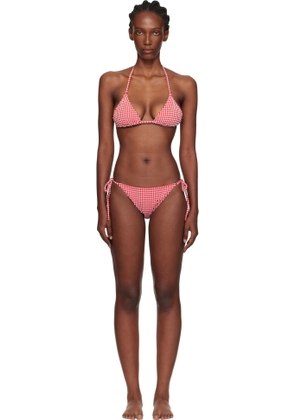 Hunza G Red & White Gingham Seersucker Sabrina Bikini