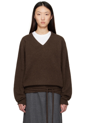 LE17SEPTEMBRE Brown Alpaca V-Neck Sweater
