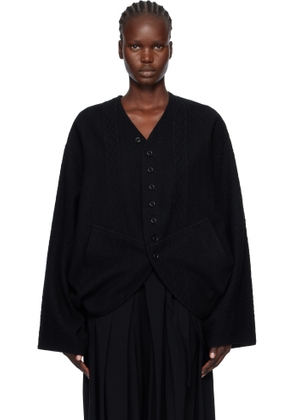 Y's Black Cable JQ Knit Dolman Sleeve Jacket