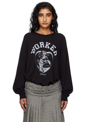 OPEN YY Black 'Worker' Pet Club Long Sleeve T-shirt