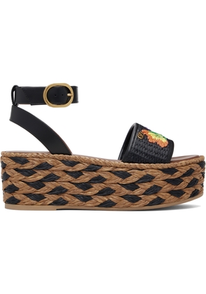 Valentino Garavani Black & Brown Espadrillas Sandals