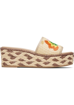 Valentino Garavani Beige Slide Espadrillas Sandals