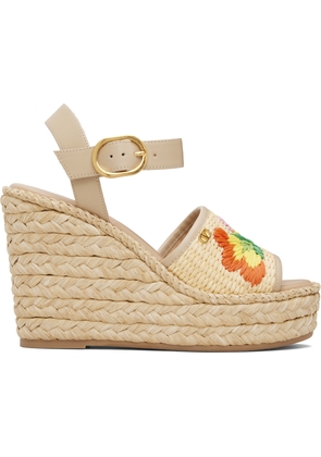 Valentino Garavani Beige Wedge Espadrillas Sandals