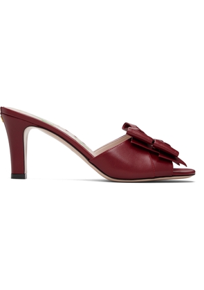 Valentino Garavani Red Leather Bow Heeled Sandals