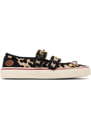 Valentino Garavani Black & Beige Double Buckle Sneakers