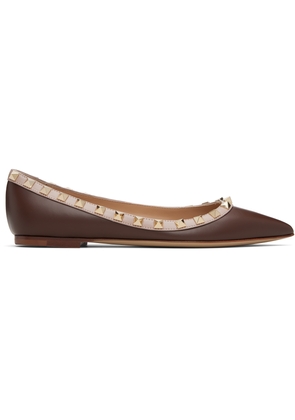 Valentino Garavani Brown Rockstud Ballerina Flats
