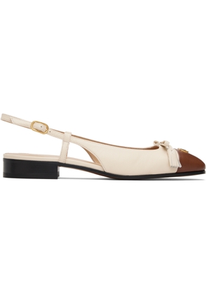 Valentino Garavani Off-White 'Valet Du Roi' Kid Slingback Ballerina Flats