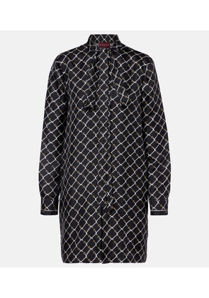 Gucci Printed tie-neck silk minidress
