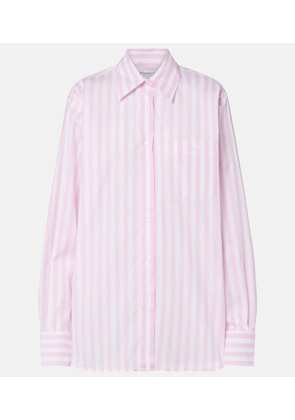 Hunza G Embroidered striped oversized cotton poplin shirt