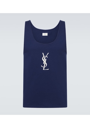 Saint Laurent Cassandre embroidered cotton tank top