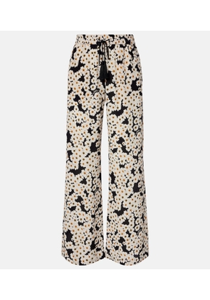 Valentino Floral high-rise silk wide-leg pants