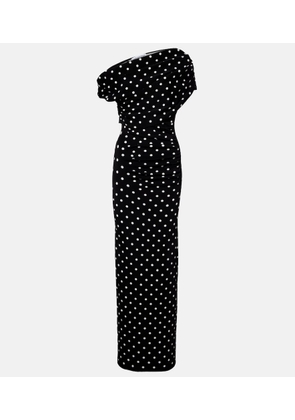 Self-Portrait Polka-dot asymmetric maxi dress