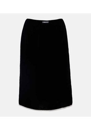 Prada Lace-trimmed velvet midi skirt