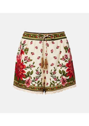 Farm Rio Wonder Rio crochet-trimmed linen-blend shorts
