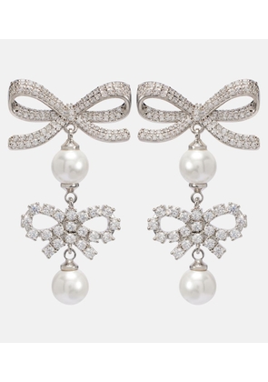 Self-Portrait Bow-detail embellished faux pearl earrings