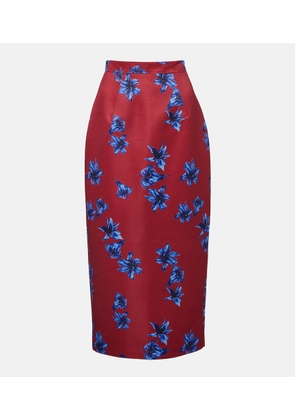 Emilia Wickstead Lorelei floral duchess satin pencil skirt