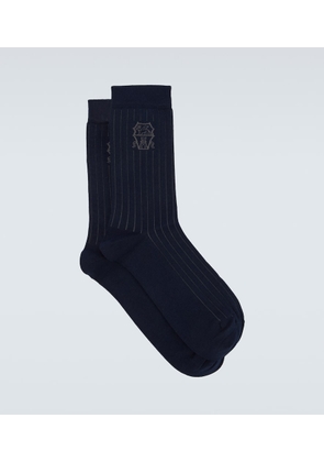 Brunello Cucinelli Logo ribbed-knit cotton socks