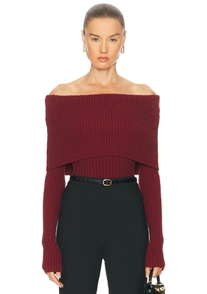 L'Academie by Marianna Namir Off Shoulder Sweater in Oxblood - Burgundy. Size M (also in S, XL, XS).