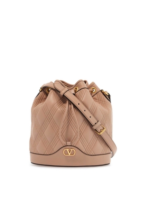 Valentino Garavani Vlogo Plaque Drawstring Quilted Shoulder Bag