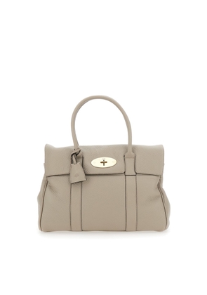 Mulberry Bayswater Beige Shoulder Bag With Postmans Lock In Hammered Leather
