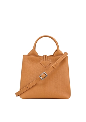 Longchamp Le Roseau Beige Handbag With Toggle Closure In Grained Leather
