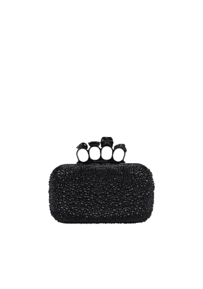 Alexander McQueen Black Skull Four Ring Clutch Bag