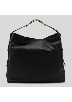 Gucci Black Leather Maxi Horsebit Shoulder Bag