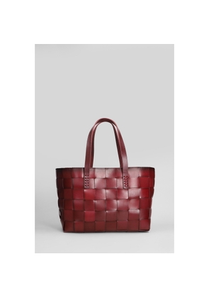 Dragon Diffusion Box Weave Basket Tote In Bordeaux Leather
