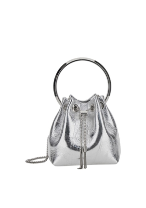 Jimmy Choo bon Bon Metallic Handbag With Metal Bracelet Handle And Chain-link Shoulder Strap In Leather