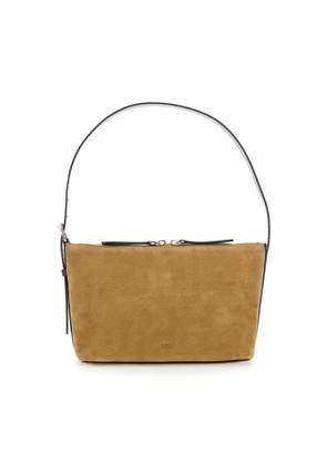 A.P.C. vera Beige Shoulder Bag With Top Handle And Zip Closure In Suede
