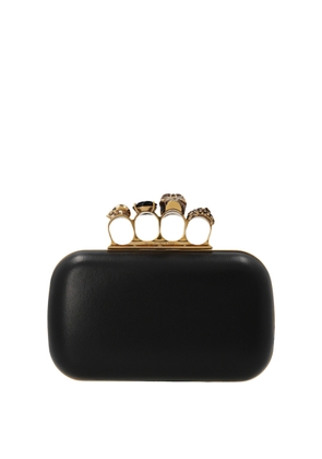Alexander McQueen Black Skull Four Ring Clutch With Chain