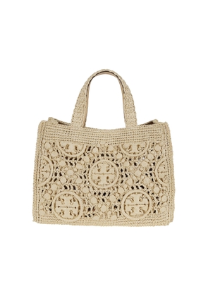 Tory Burch T Monogram Raffia Square Tote