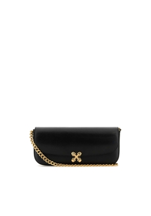 Alexander Mcqueen Black Leather Skull Flower Crossbody Bag
