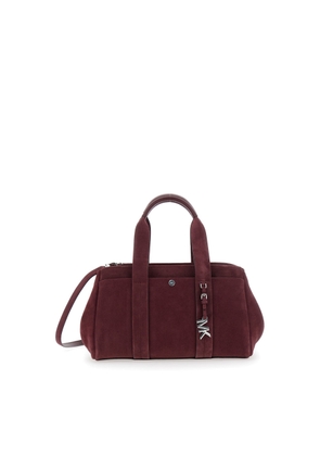 Michael Michael Kors Bordeaux Shoulder Bag With Metallic Pendant In Suede